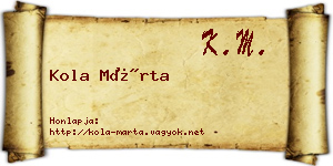 Kola Márta névjegykártya
